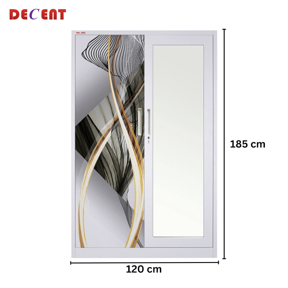 ตู้เสื้อผ้าเหล็ก บานเปิด 2 ประตู DECENT ลาย MITEE 120ซม._1
